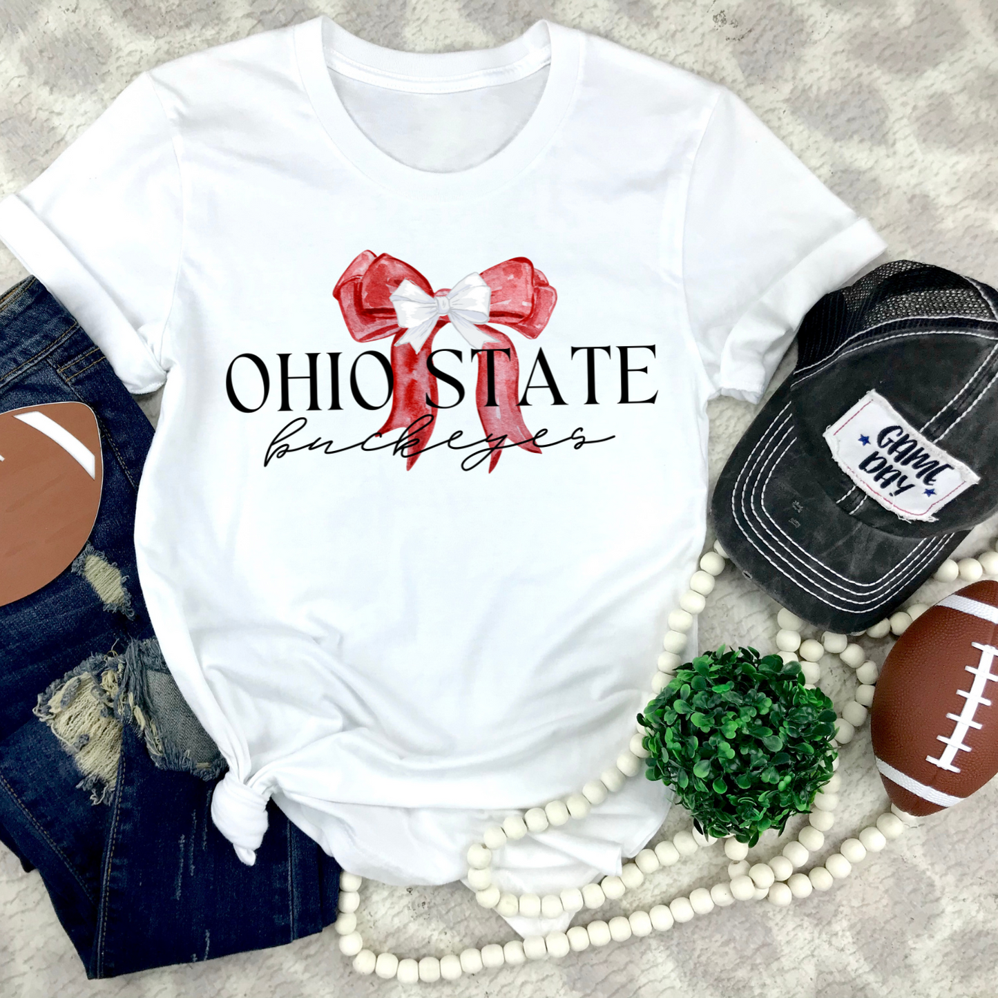 Ohio State Coquette Red Bow T-Shirt