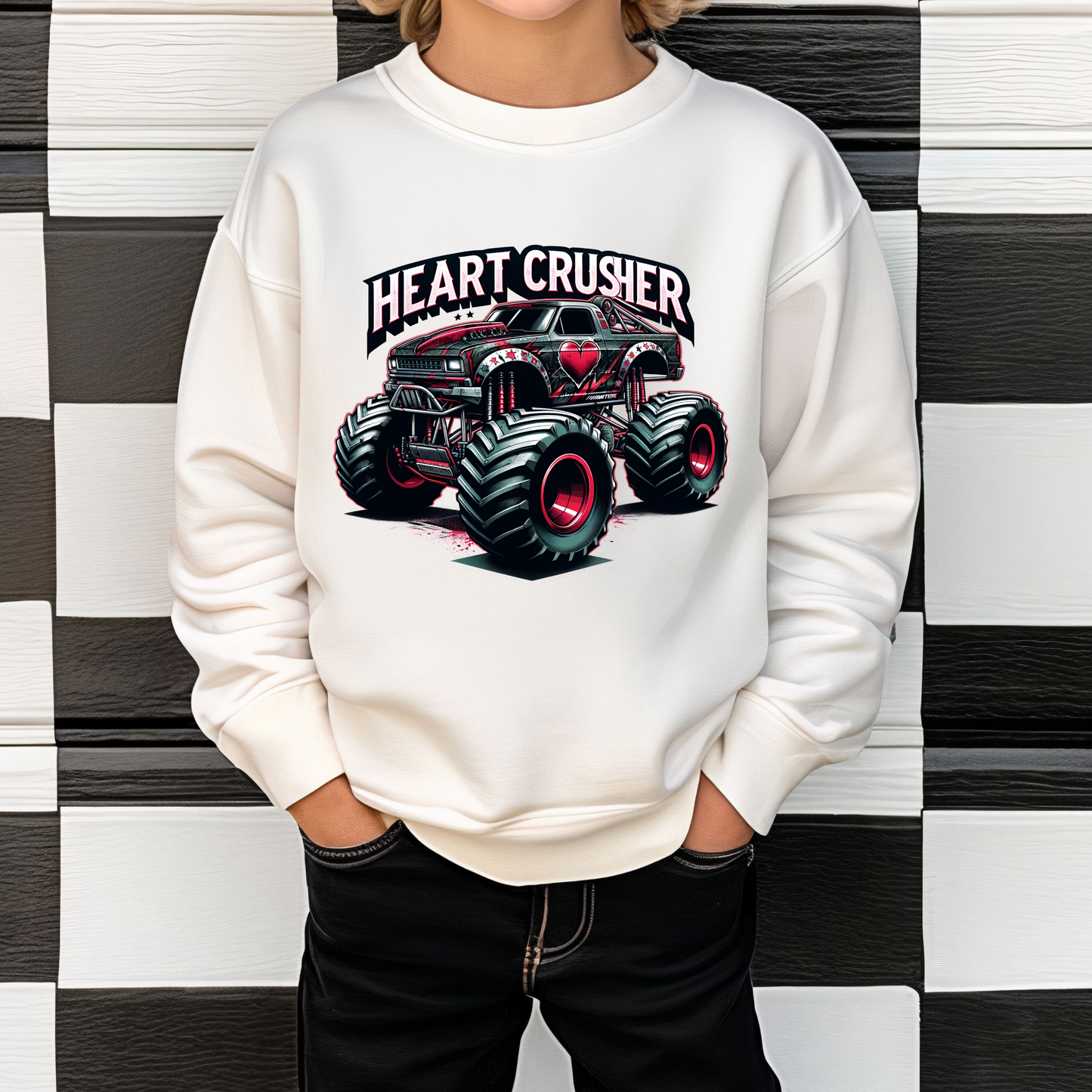 Heart Crusher Kids Monster Truck Sweatshirt