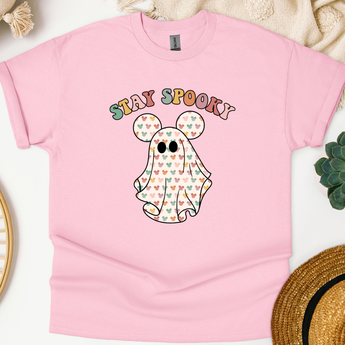 Stay Spooky Pink Ghost – Cute & Cozy Halloween Vibes T-Shirt