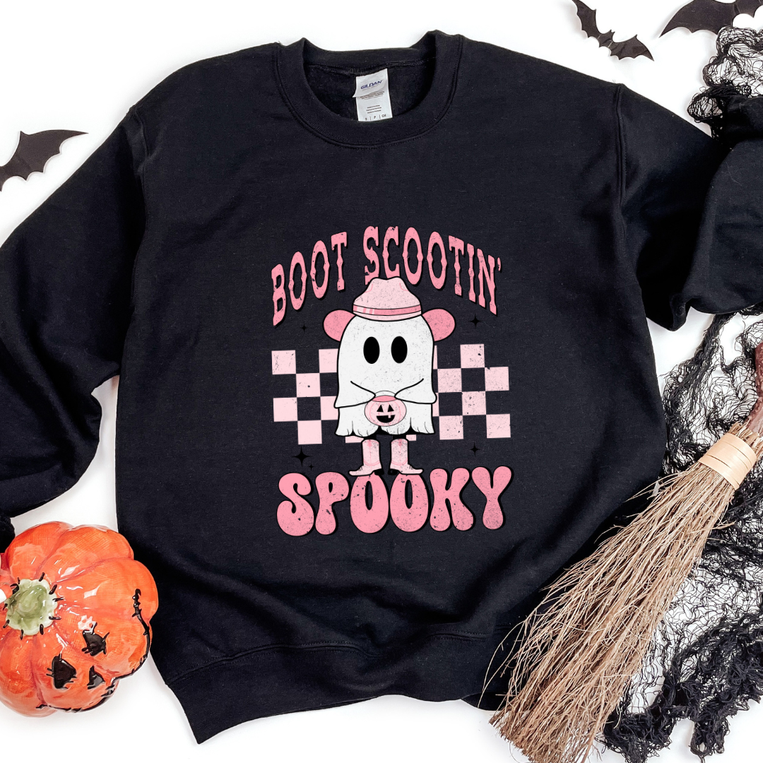 Boot Scootin’ Spooky – Cute & Country Halloween Vibes Sweatshirt