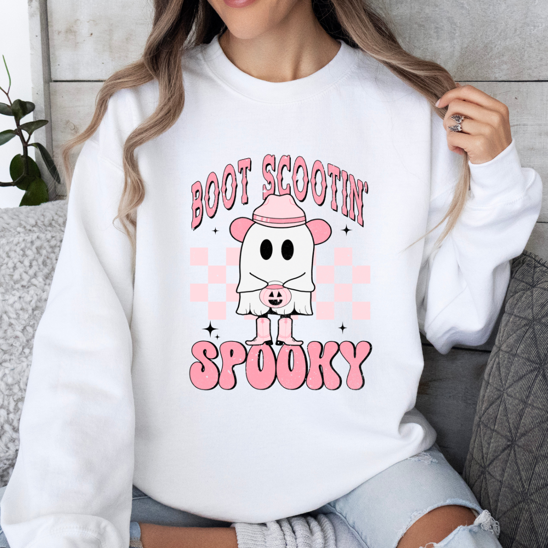 Boot Scootin’ Spooky – Cute & Country Halloween Vibes Sweatshirt