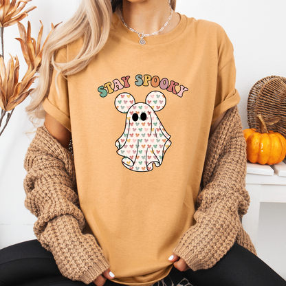 Stay Spooky Pink Ghost – Cute & Cozy Halloween Vibes T-Shirt