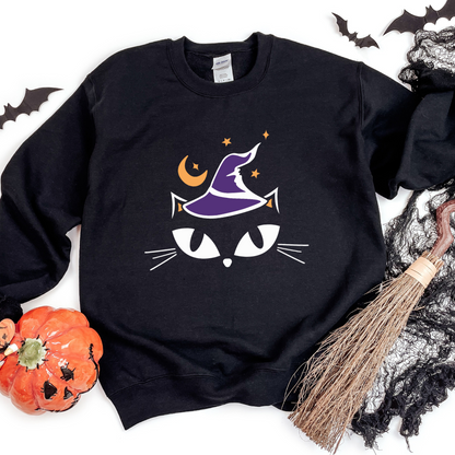 Witchy Cat Halloween Sweatshirt – Mystical & Chic Spooky Style