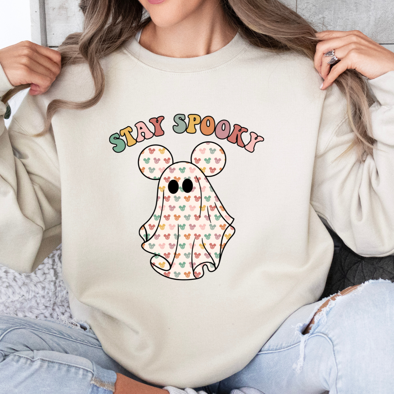 Stay Spooky Pink Ghost – Cute & Cozy Halloween Vibes Sweatshirt