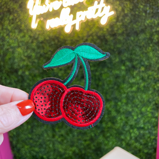 Sequin Cherry Embroidered Patch