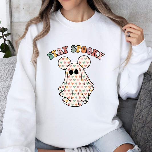 Stay Spooky Pink Ghost – Cute & Cozy Halloween Vibes Sweatshirt