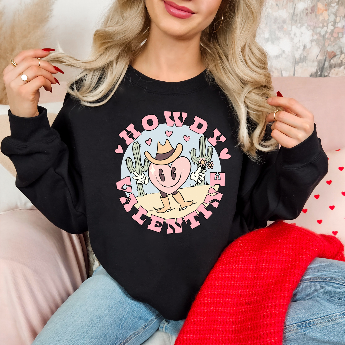 Howdy Valentine Western Heart Sweatshirt