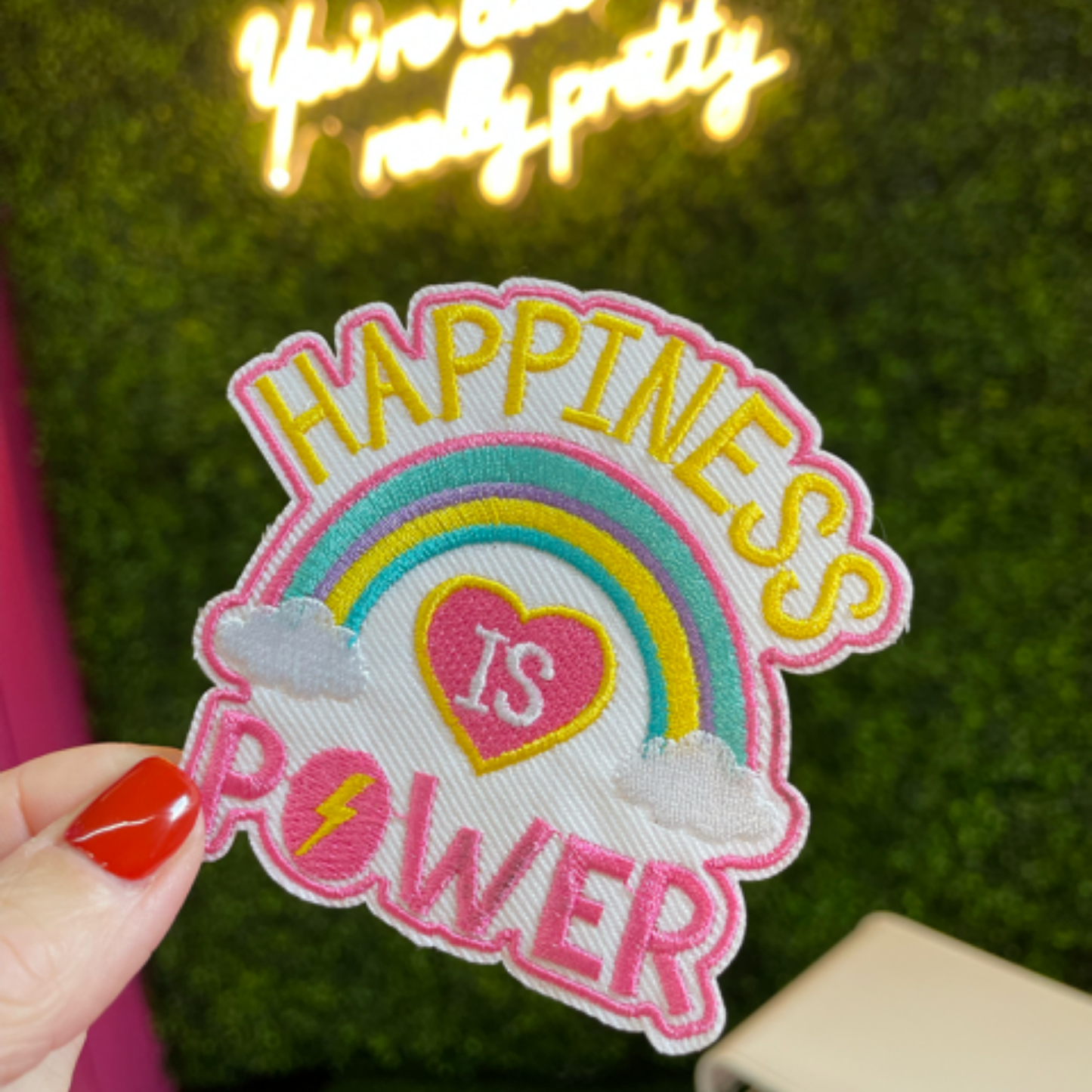 Happiness Is Power Embroidered Patch