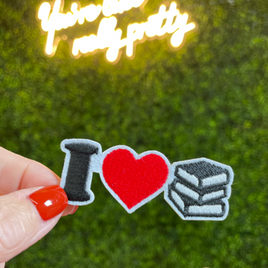 "I Love Books" Embroidered Patch