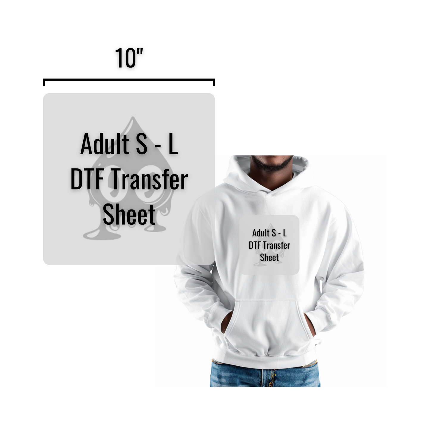 DTF Transfer Sheets - Adult Small to Large (10")