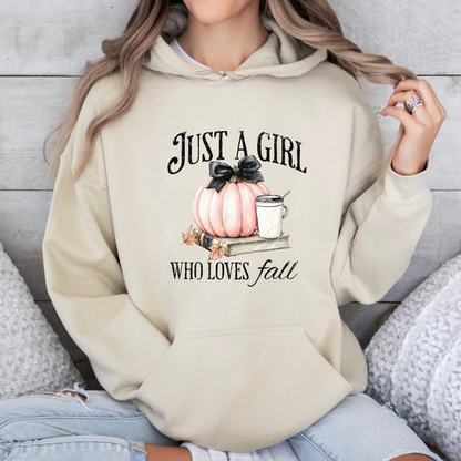 Just a Girl Who Loves Fall  – Cozy & Charming Autumn Style Hoodie