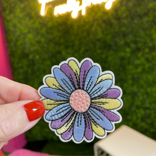 Colorful Daisy Embroidered Patch