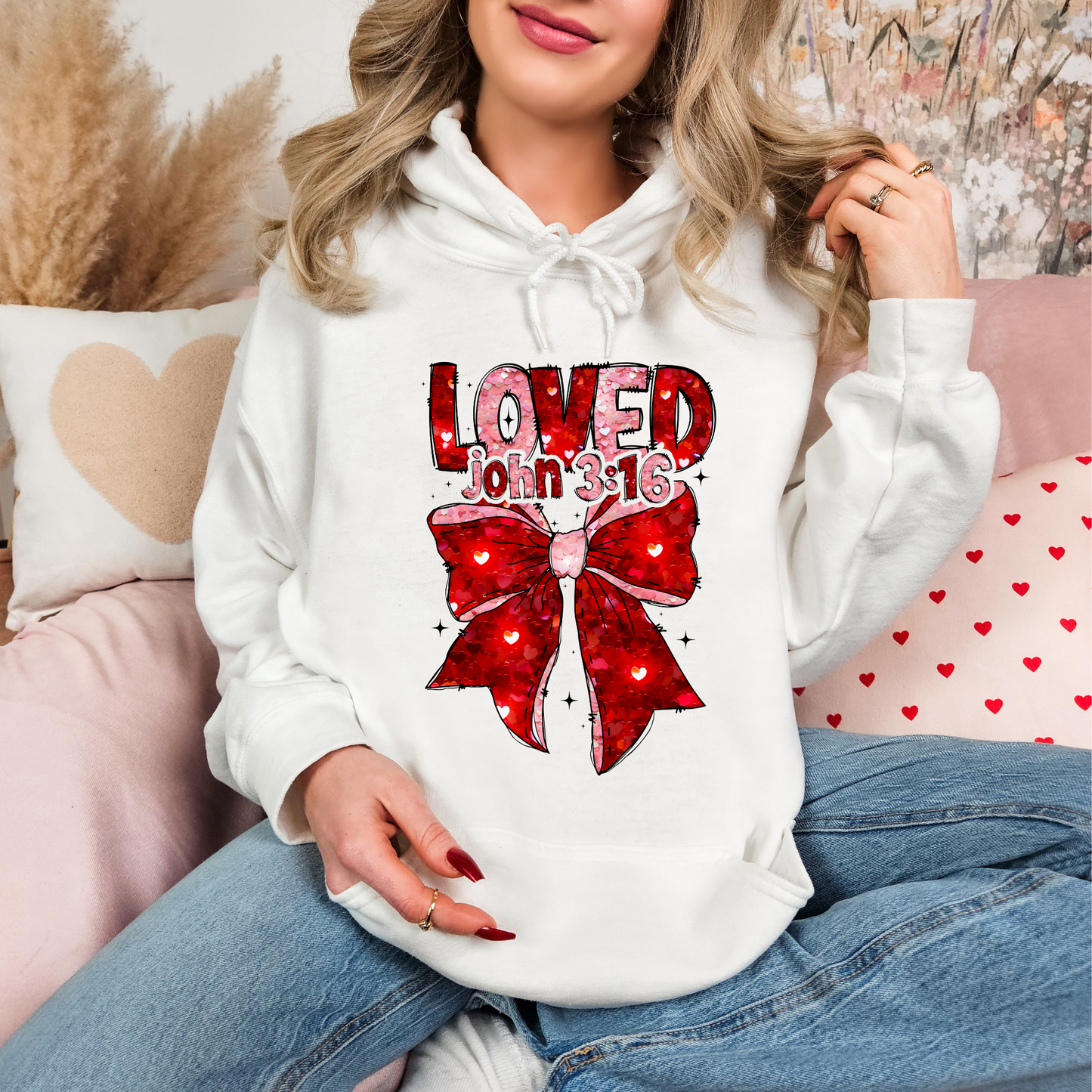 Loved John 3:16 Bow Hoodie