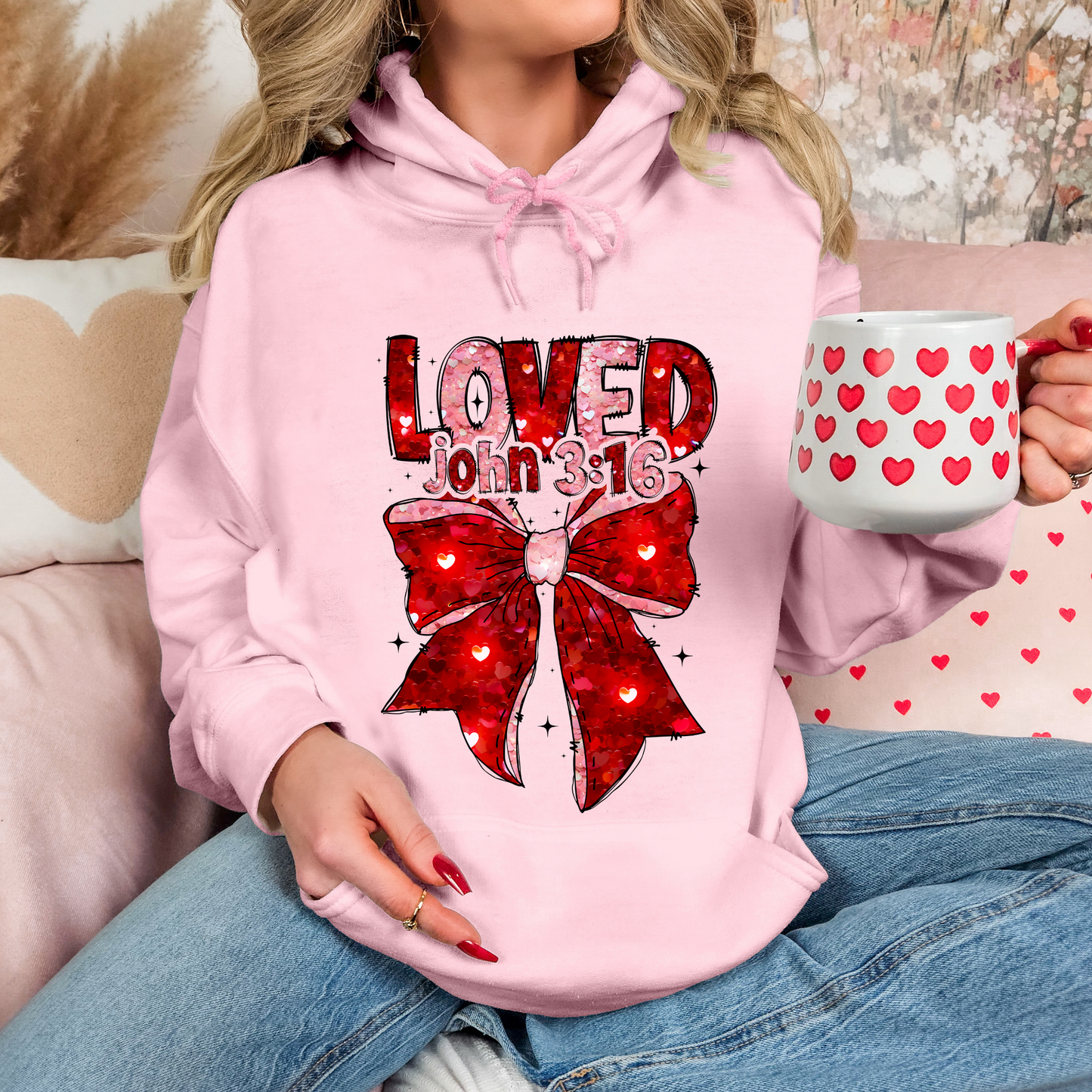 Loved John 3:16 Bow Hoodie