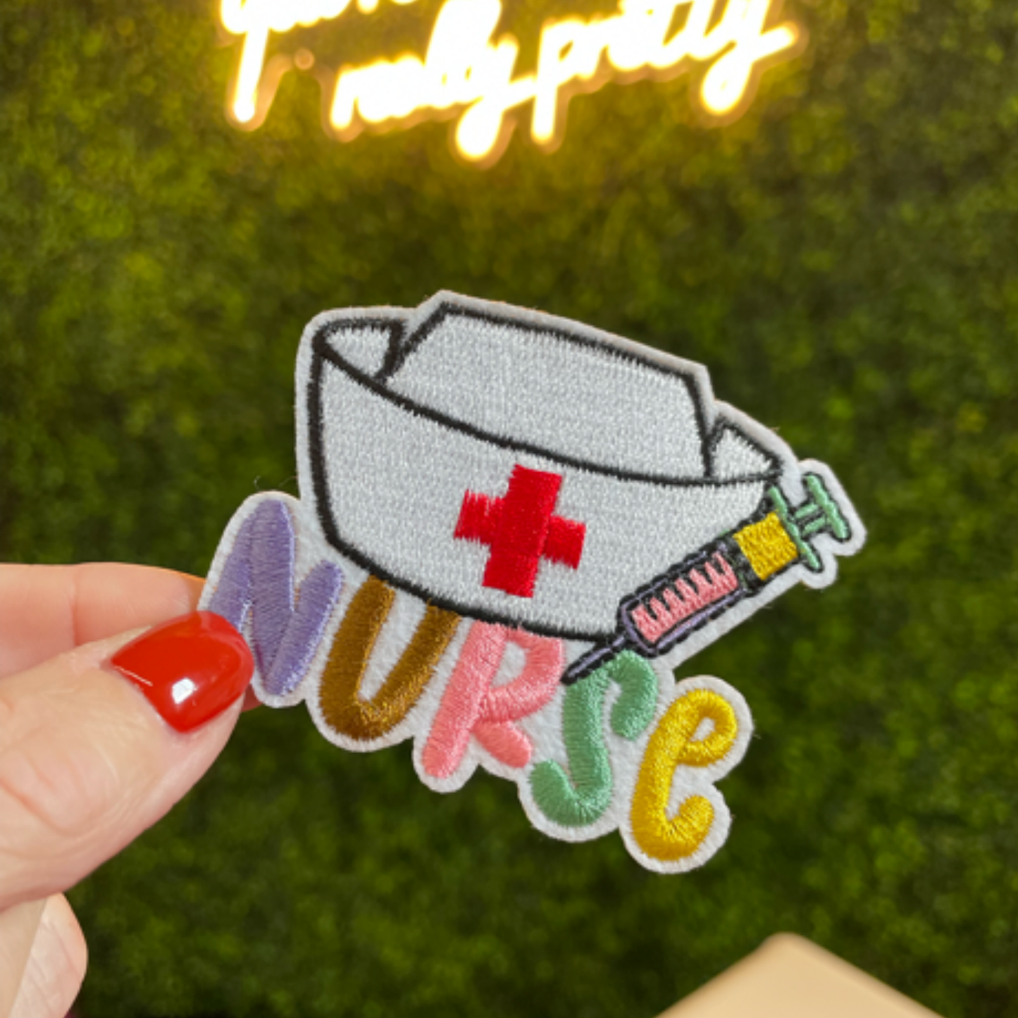 Nurse Cap and Syringe Embroidered Patch