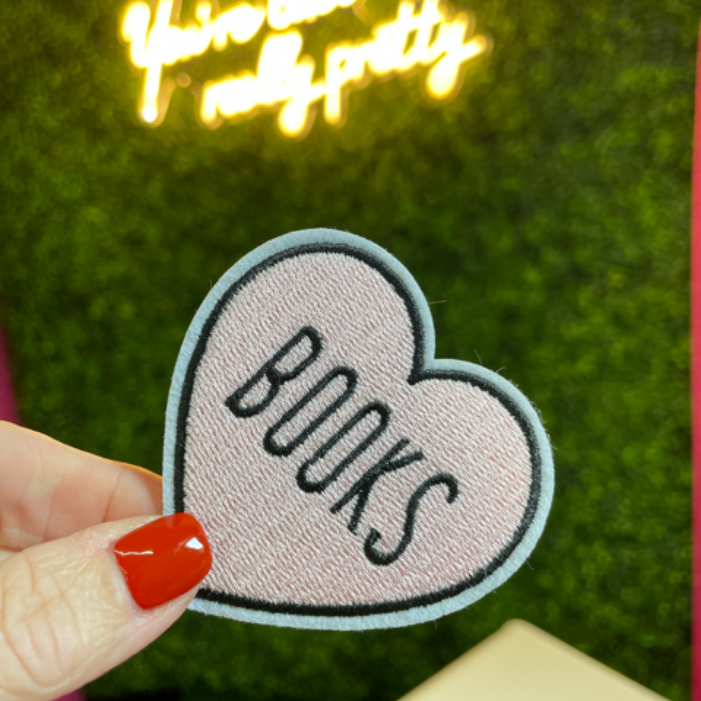 Books Heart Embroidered Patch