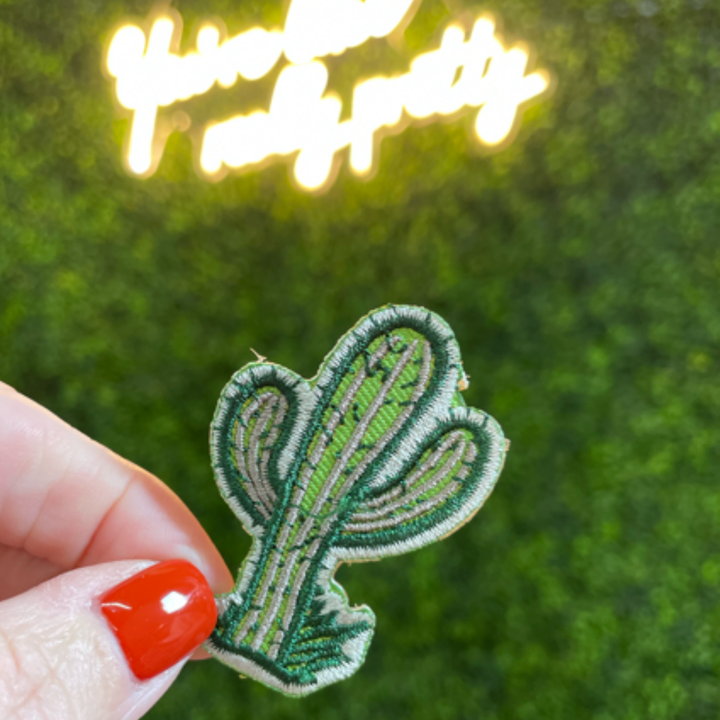 Green Cactus Embroidered Patch