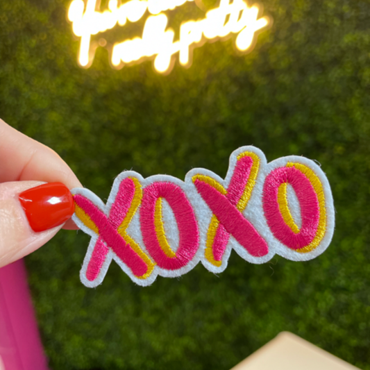 XOXO Embroidered Patch - Pink & Yellow