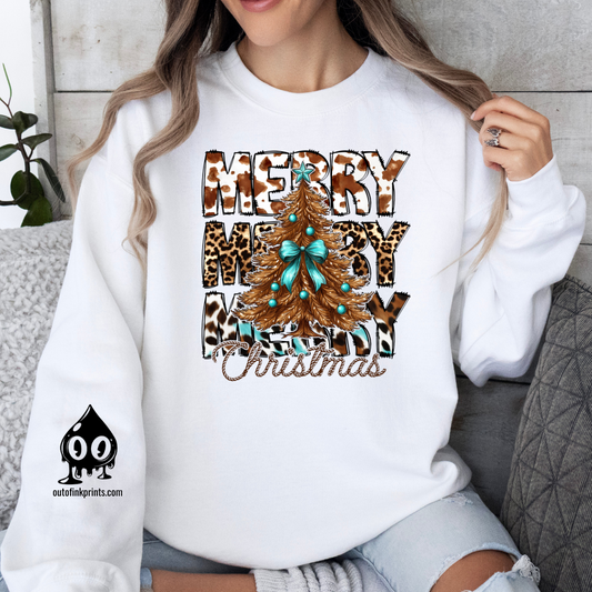 Animal Print Merry Christmas Sweatshirt