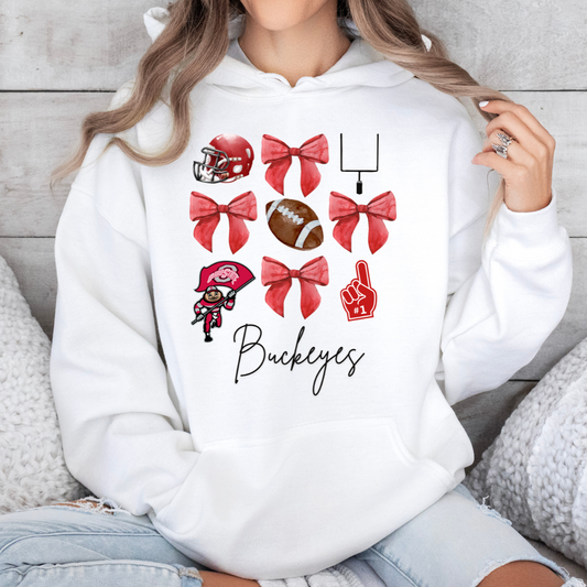 Ohio State Buckeye Coquette Red Bow Hoodie