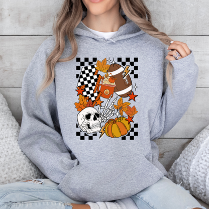 Skull Chic Checkered Fall Hoodie