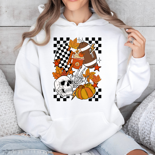 Skull Chic Checkered Fall Hoodie