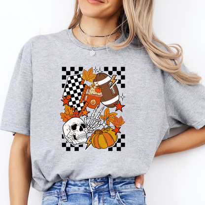 Skull Chic Checkered Fall T-Shirt