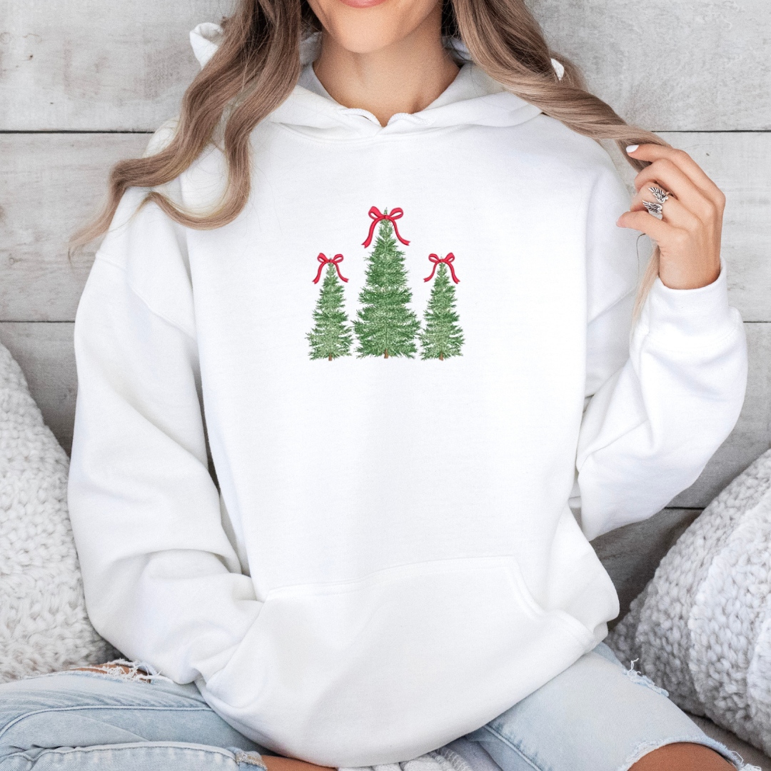 Christmas Trees with Bows Embroidery