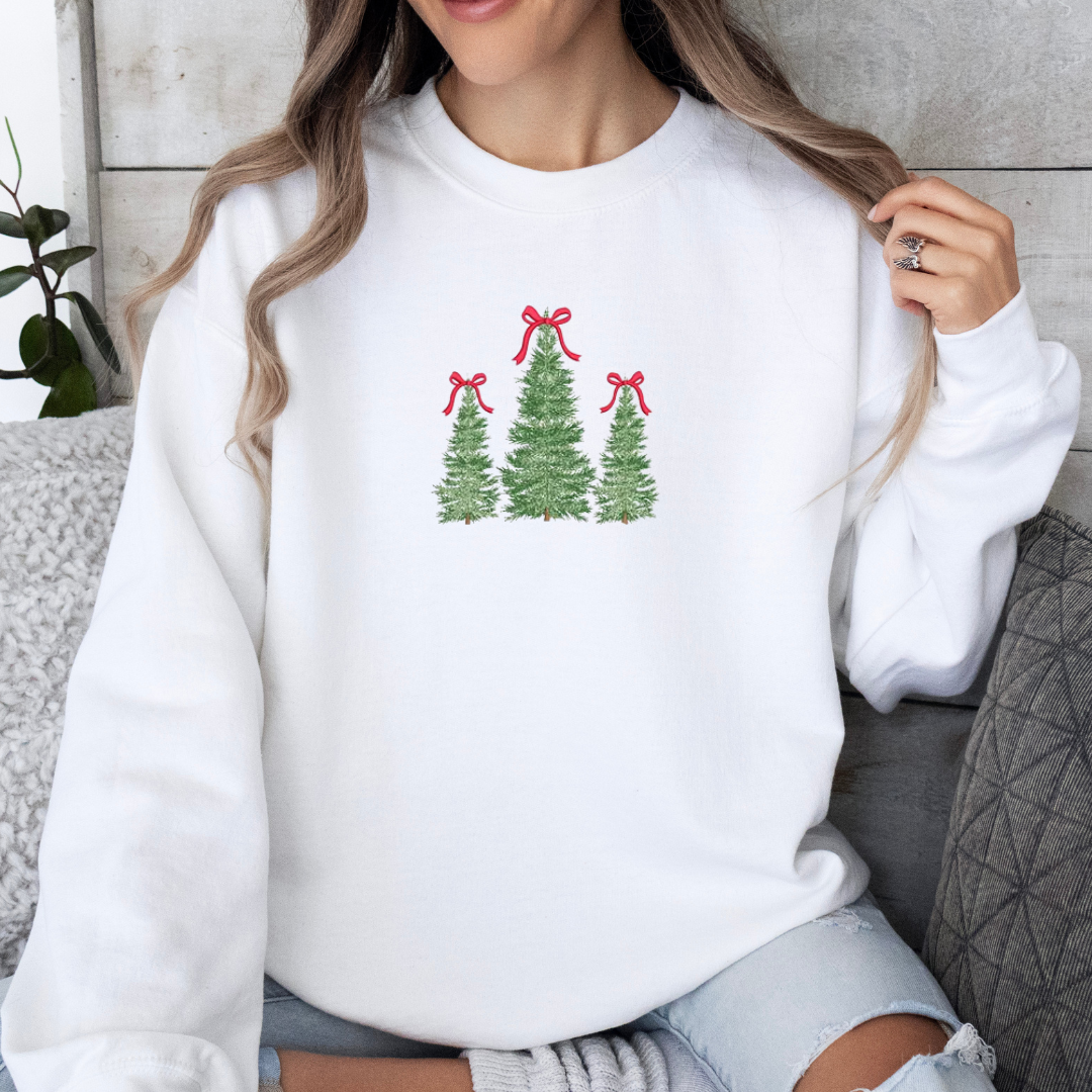 Christmas Trees with Bows Embroidery