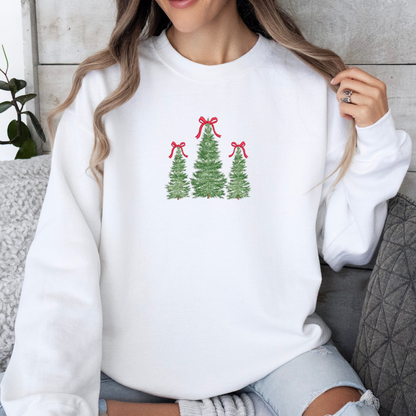 Christmas Trees with Bows Embroidery