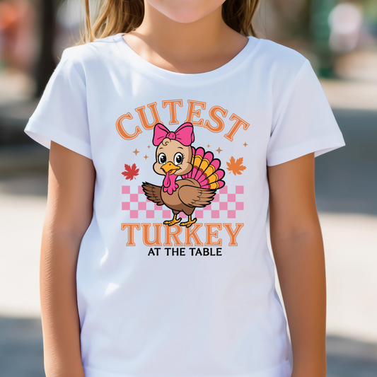 Cutest Turkey at the Table Kids Thanksgiving T-shirt