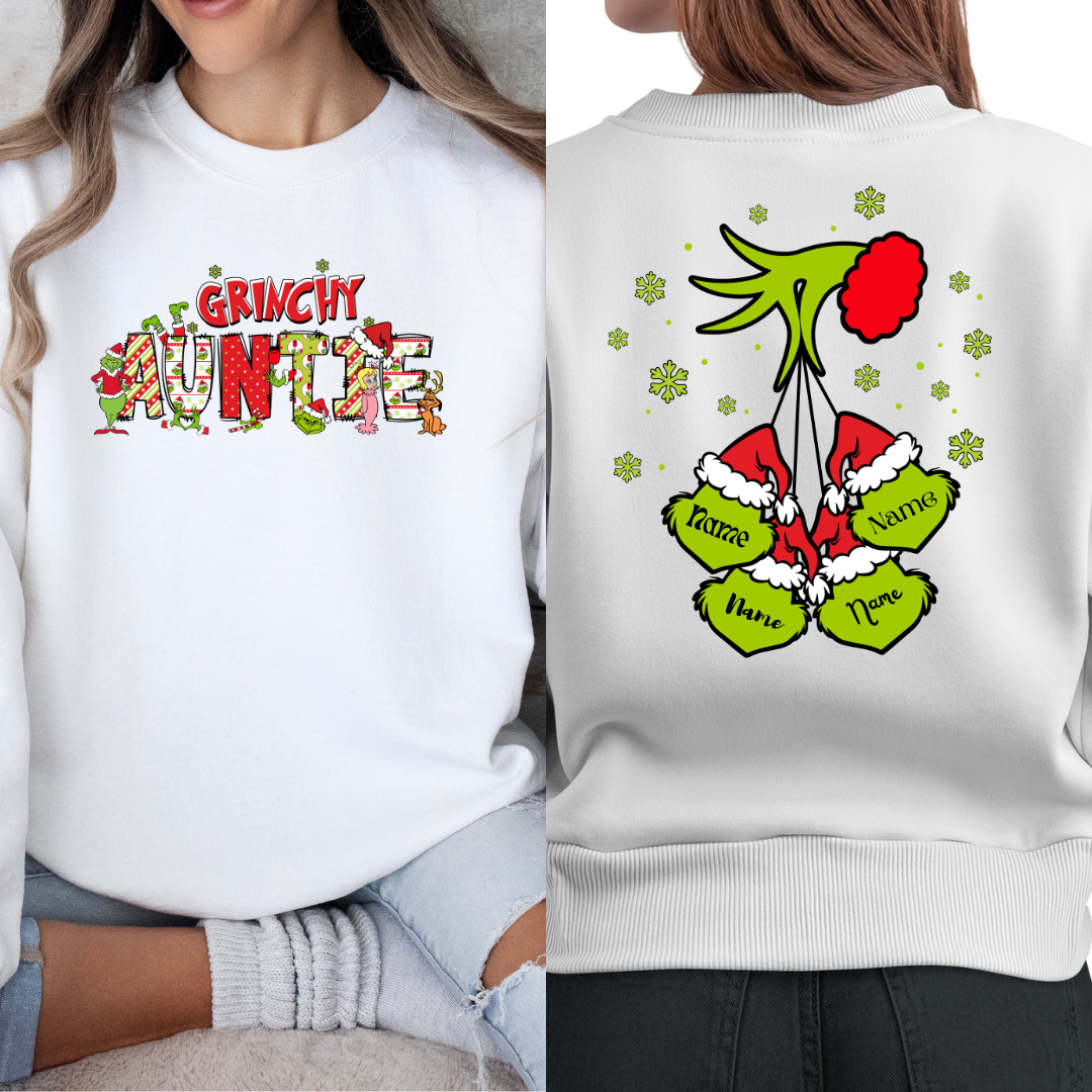 Custom 'Auntie' Grinchy Themed Sweatshirt