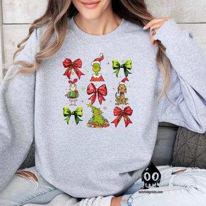 Grinchy Characters & Bows Sweatshirt