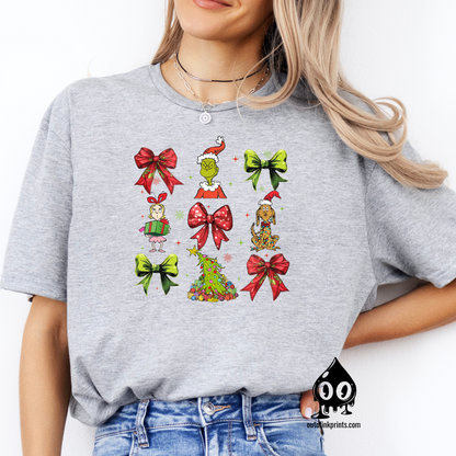 Grinchy Characters & Bows T-Shirt