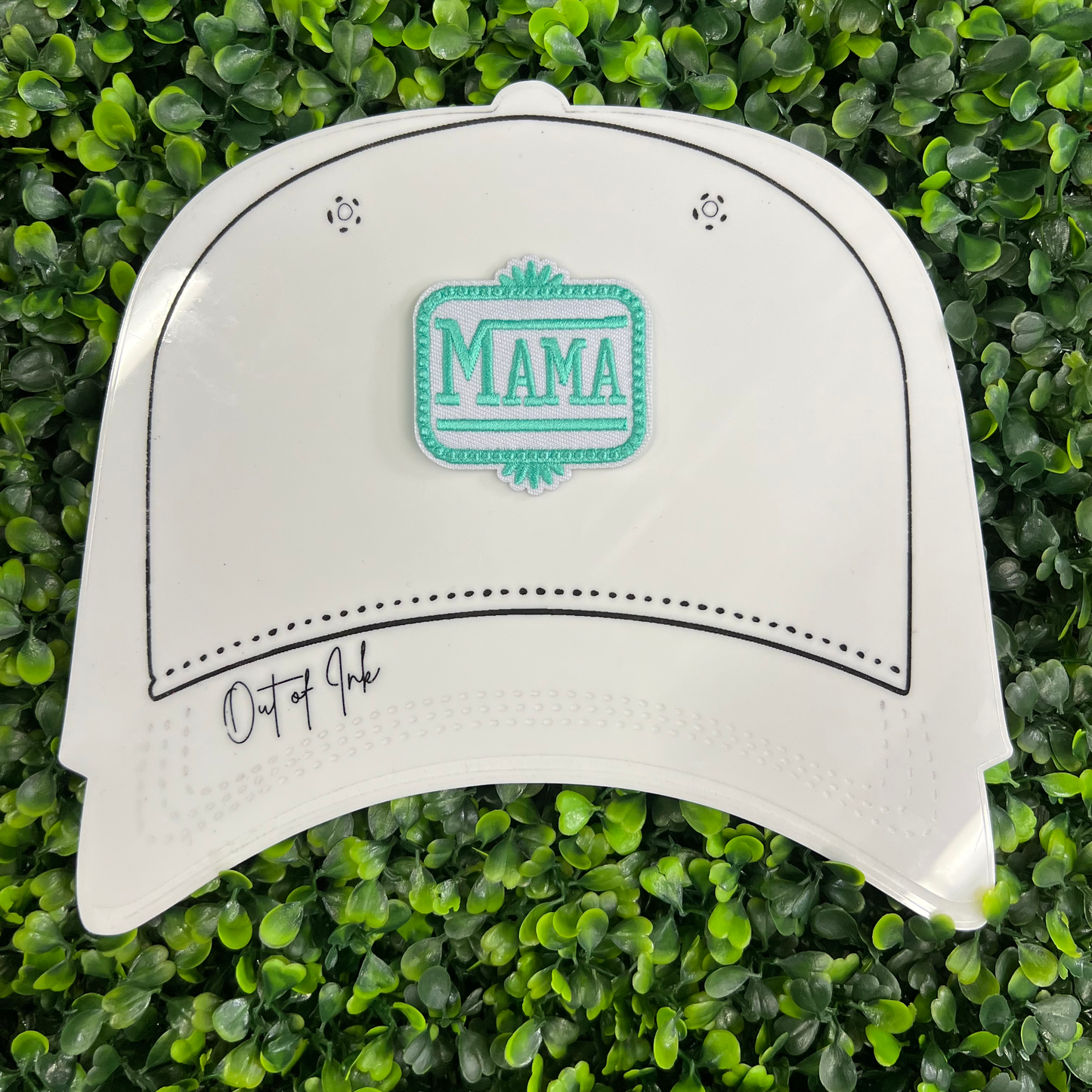 Green and White "Mama" Embroidered Patch