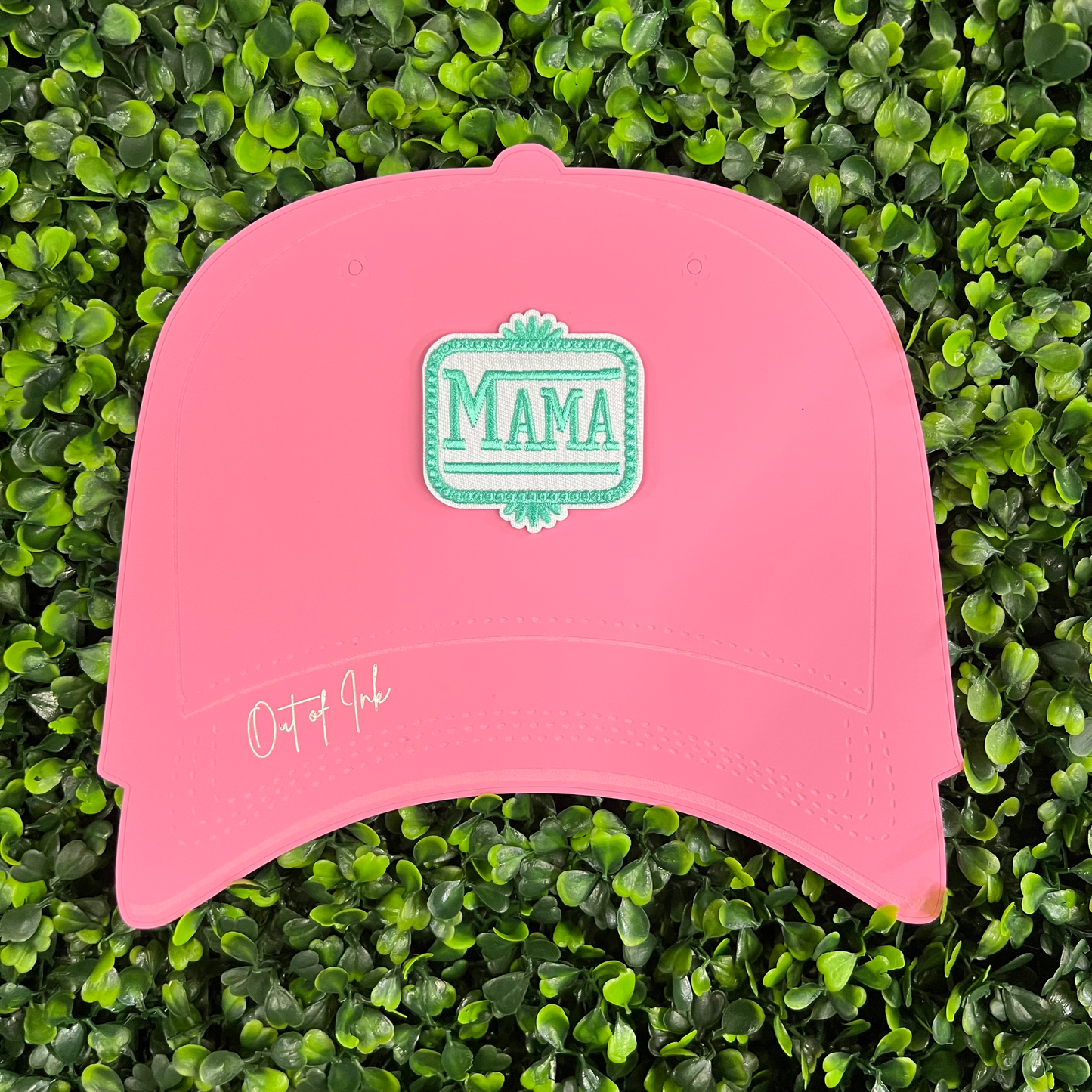 Green and White "Mama" Embroidered Patch