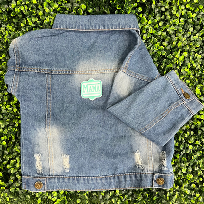 Green and White "Mama" Embroidered Patch