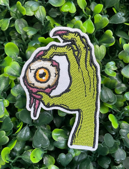 Zombie Hand with Eyeball Embroidered Patch