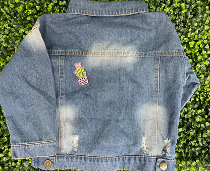Pink Polka Dot Cactus Embroidered Patch