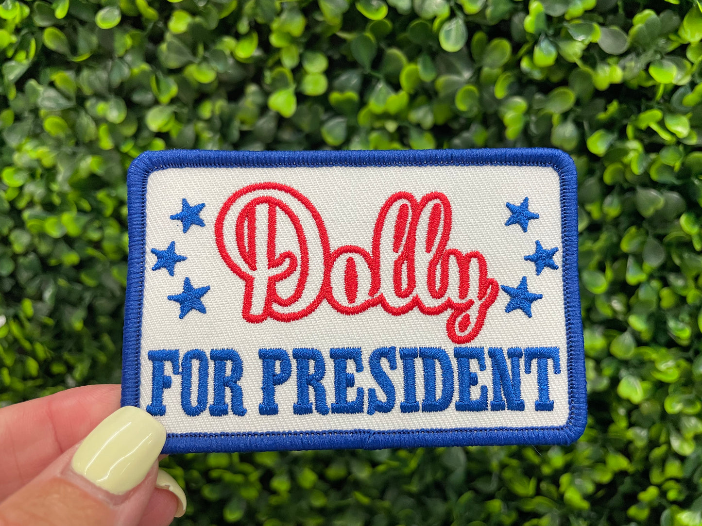 Red, White, & Blue Dolly For President Embroidered Patch