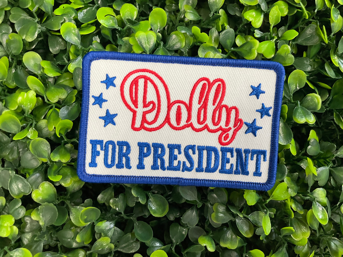 Red, White, & Blue Dolly For President Embroidered Patch