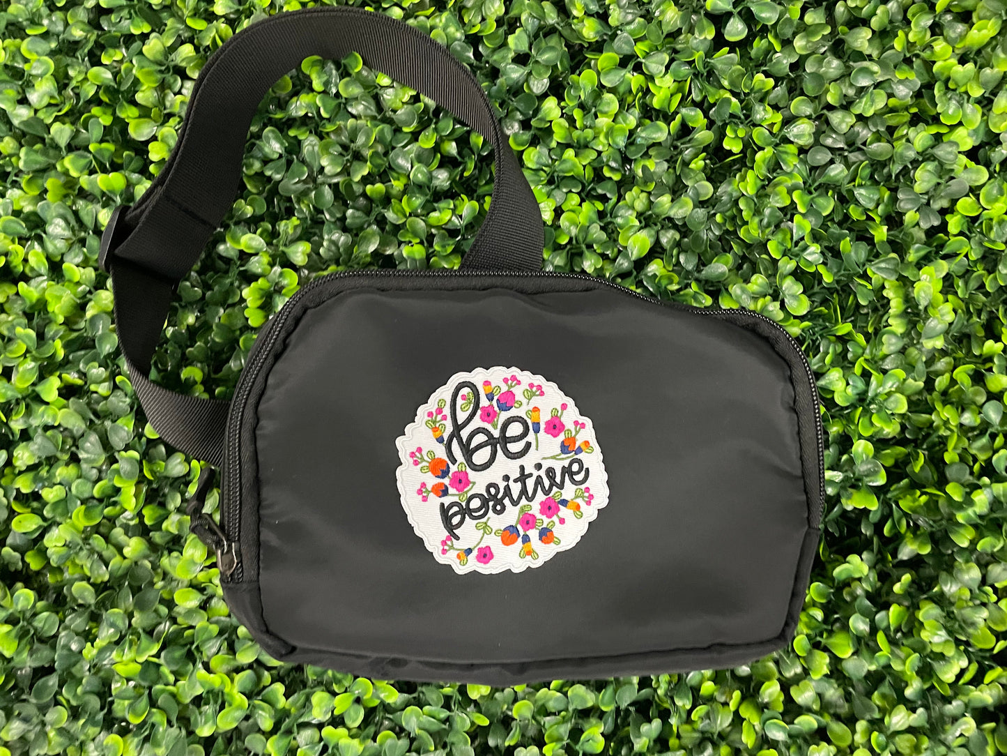 Be Positive Floral Embroidered Patch