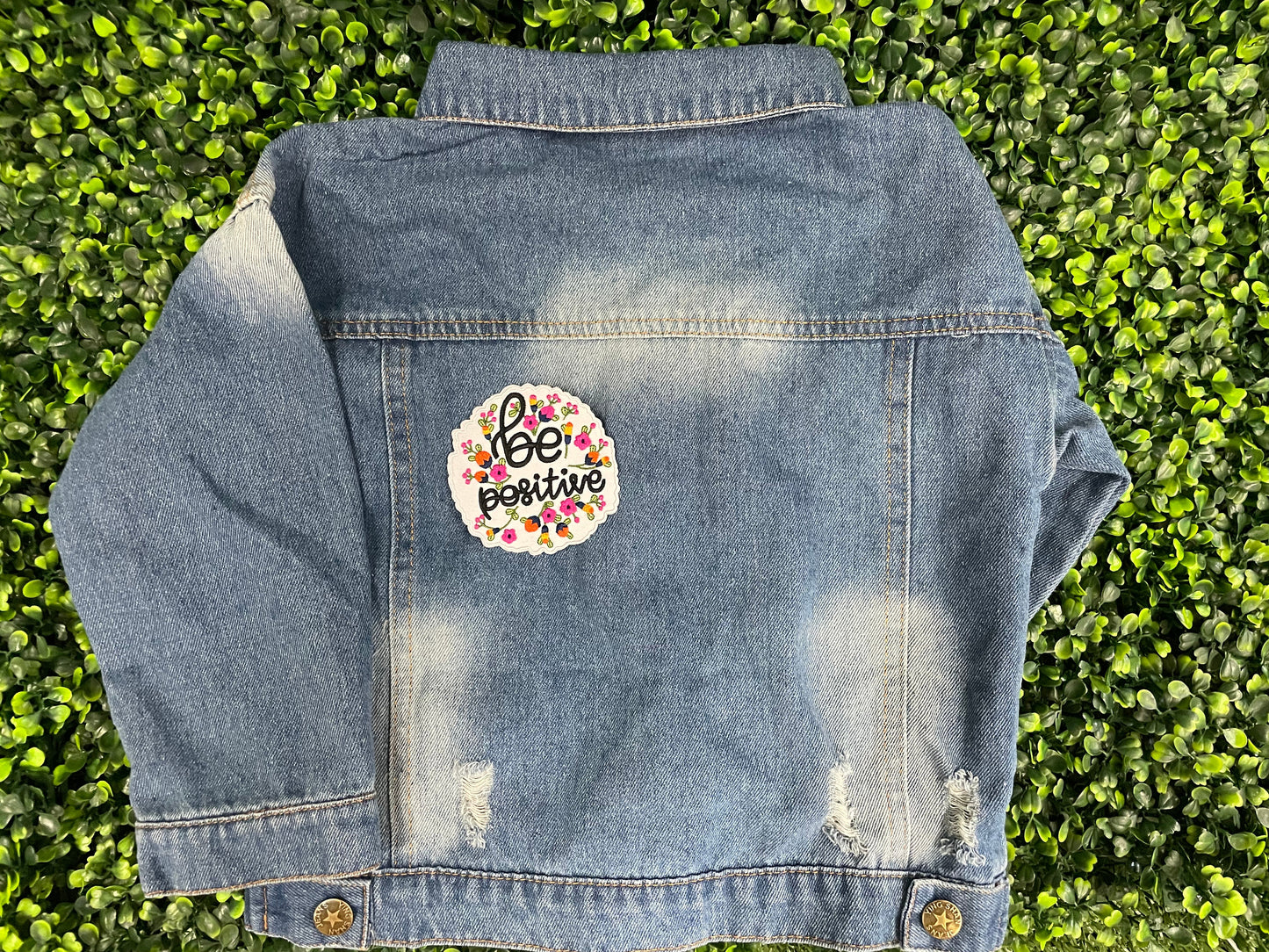 Be Positive Floral Embroidered Patch
