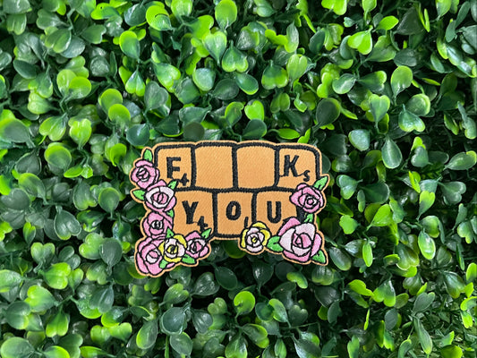 Scrabble Roses F You Embroidered Patch