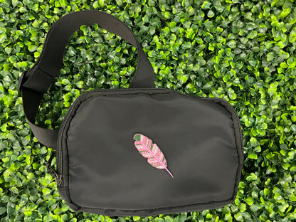 Pink and Green Feather Embroidered Patch