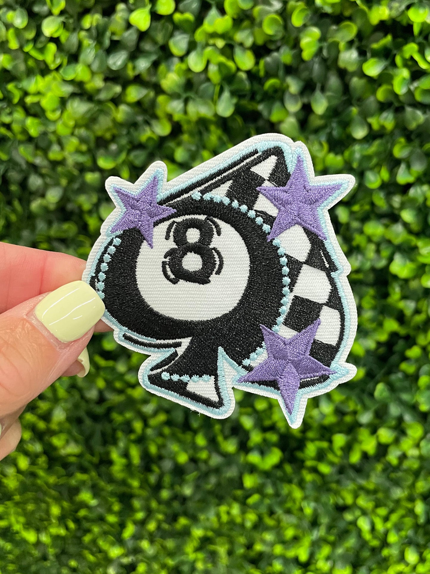 Spade 8 Ball Checkered Embroidered Patch