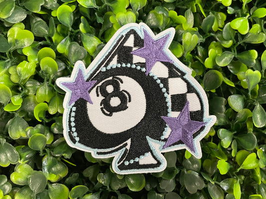 Spade 8 Ball Checkered Embroidered Patch
