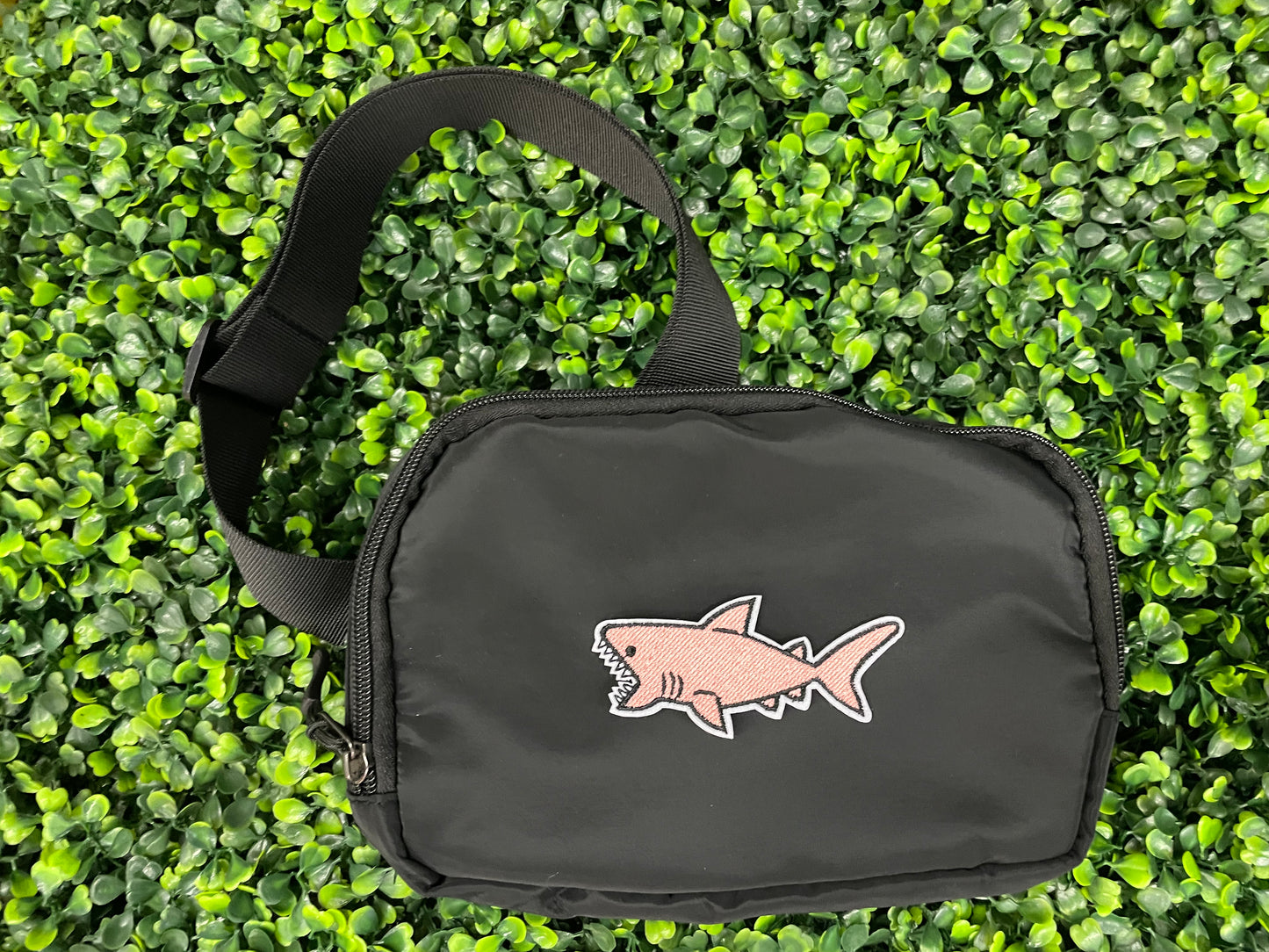 Pink Shark Embroidered Patch