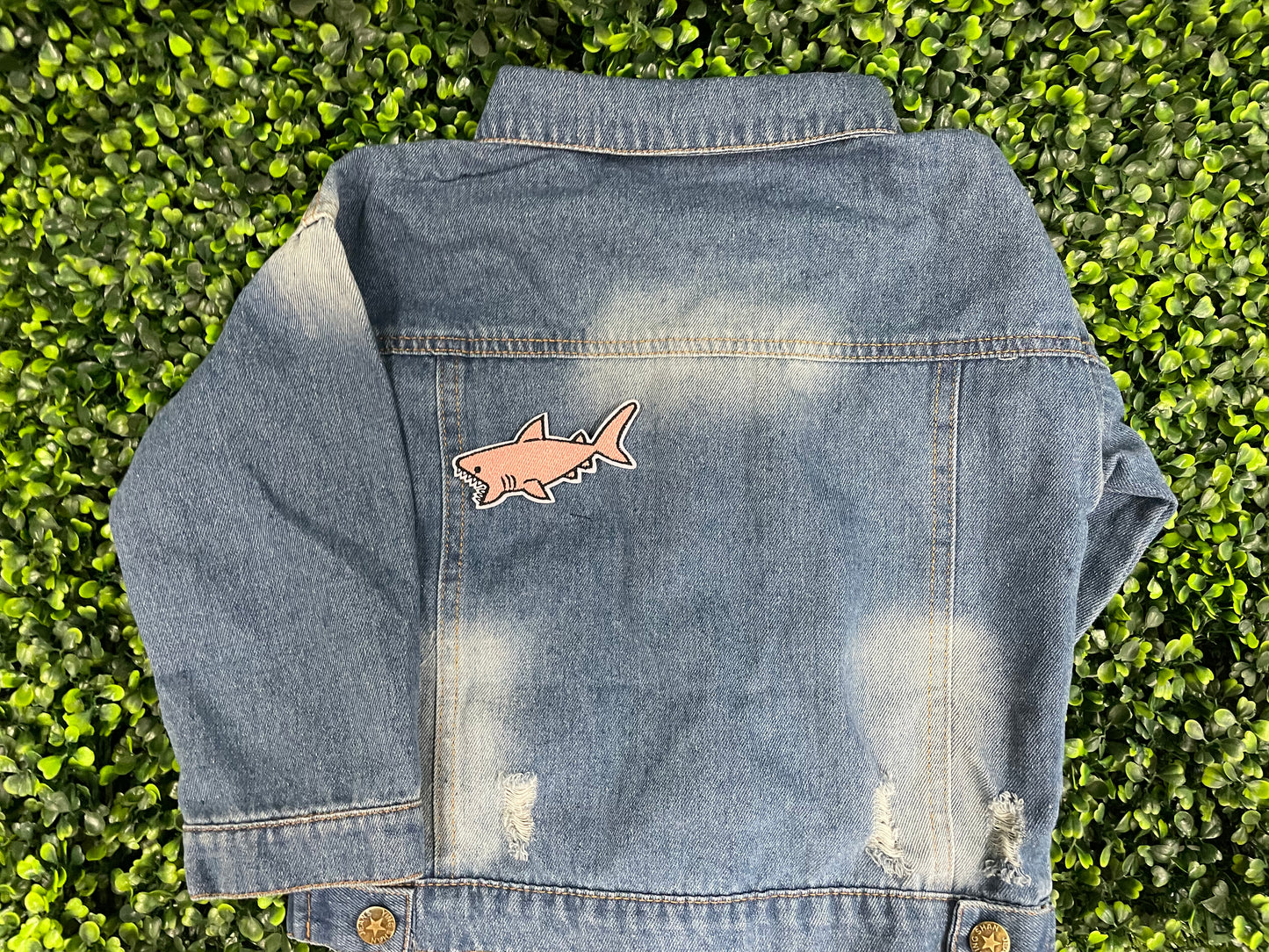 Pink Shark Embroidered Patch