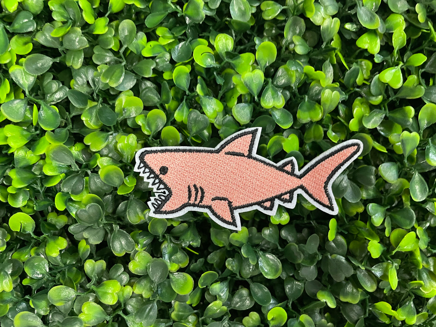 Pink Shark Embroidered Patch
